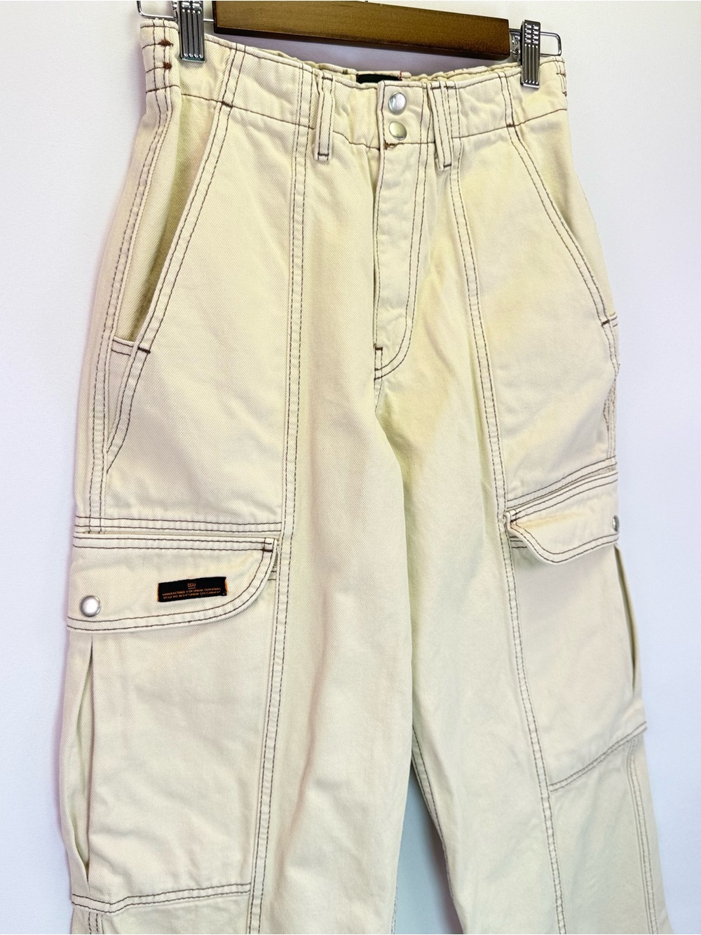 BDG Urban Outfitters Beige Cargo Pants Utility Grunge Streetwear Womens Size 26 - Picture 2 of 8